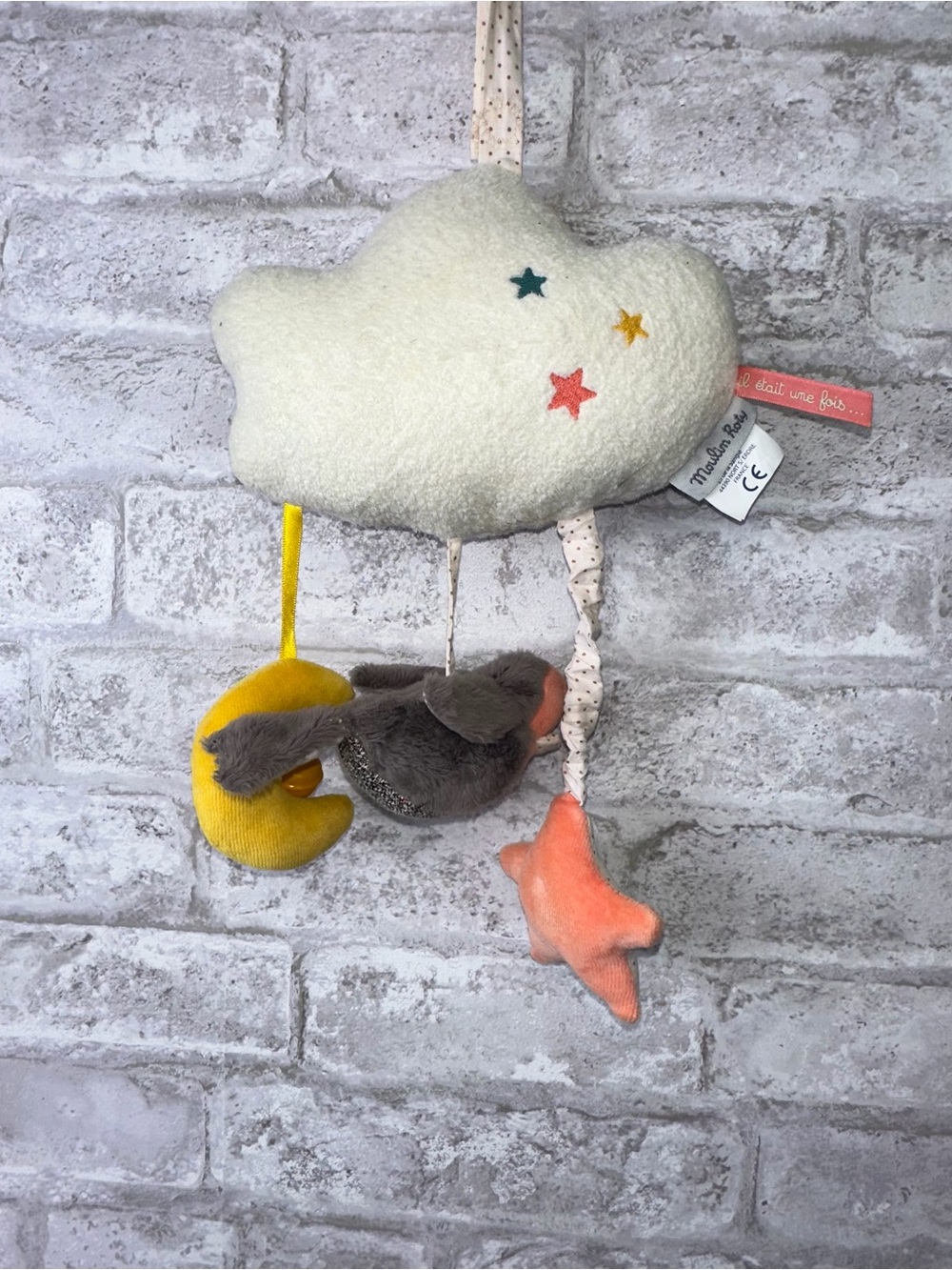 Moulin Roty Cloud Star Bird Musical Hanging activity sensory # 3421
